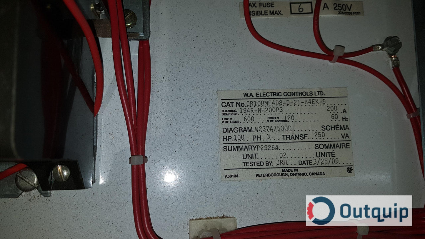 STARTER CGE FUSIBLE DISCONNECT SIZE 4 WITH CONTROL TRANSFORMER C/W 3RD O/L RELAY