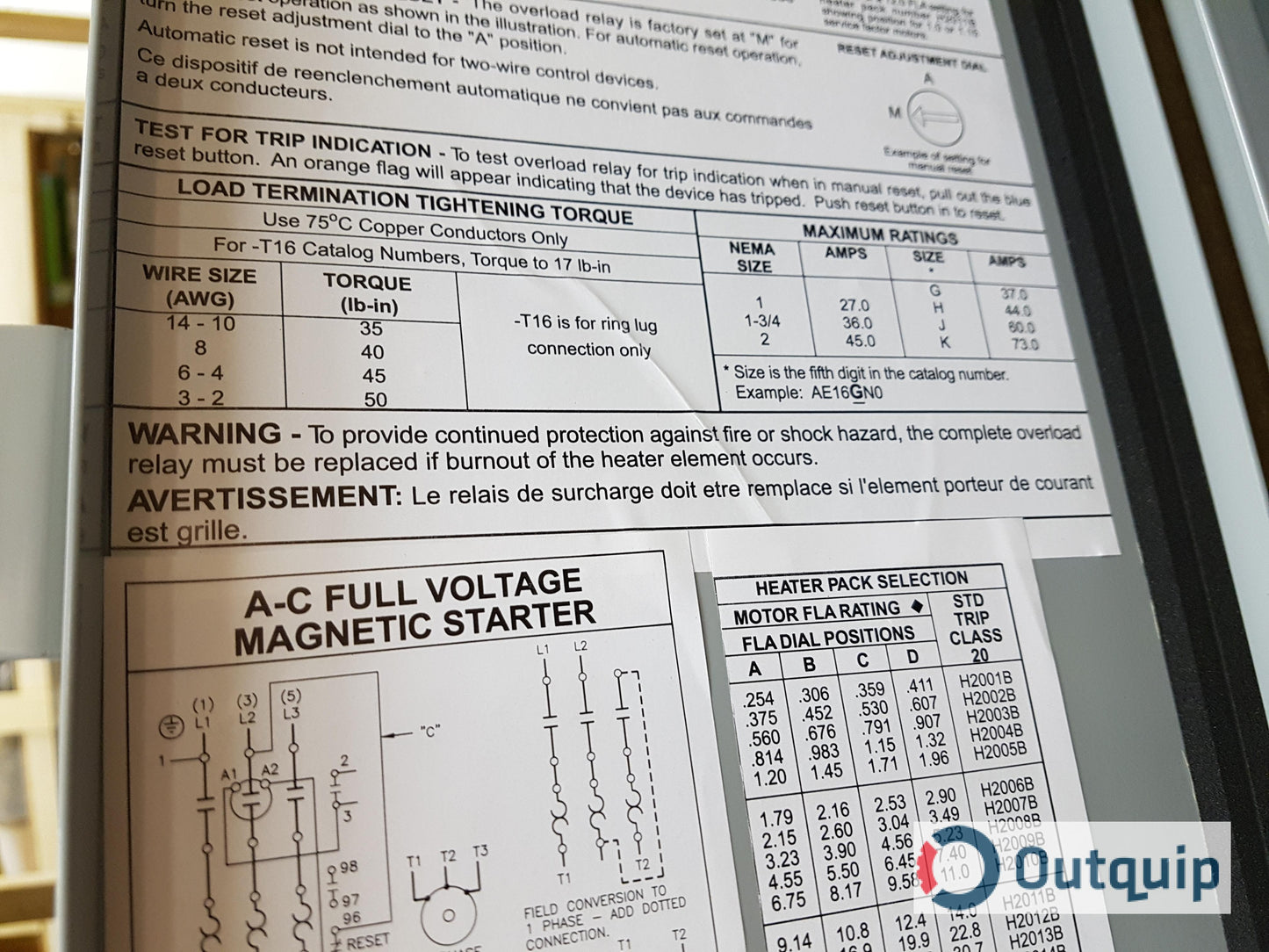 STARTER, COMBINATION SIZE 2 NON-REVERSING WITH FUSIBLE MOTOR CIRCUIT SWITCH EEMAC 1