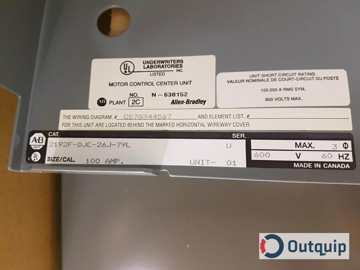 SWITCH,DISCONNECT 100 AMP ALLEN-BRADLEY 60 HZ, 600 VOLT HRC FORM II FUSES PLUG-IN