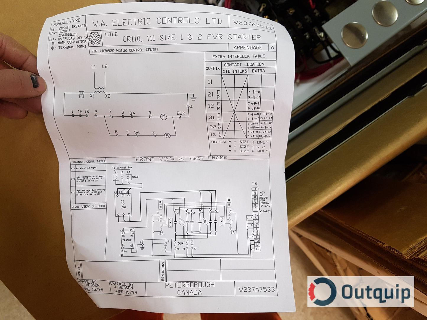 STARTER SIZE 1 CGE #CR111ME1D4 -A22-B1EG-5 FVR COMBINATION C/W 100VA CONTROL TRANSFORMER