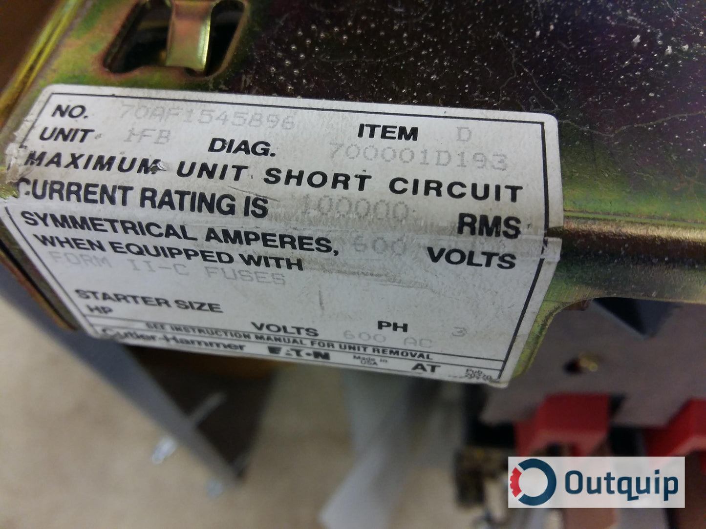 200Amp Disconnect Switch Cutler-Hammer
C/W FORM II CLASS C FUSE CLIPS, DOOR & HARDWARE FOR Cutler-Hammer