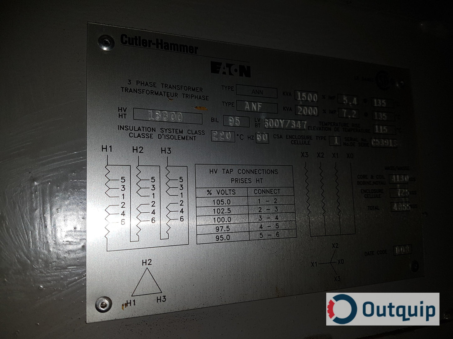 Cutler-Hammer 1500 kVA Transformer