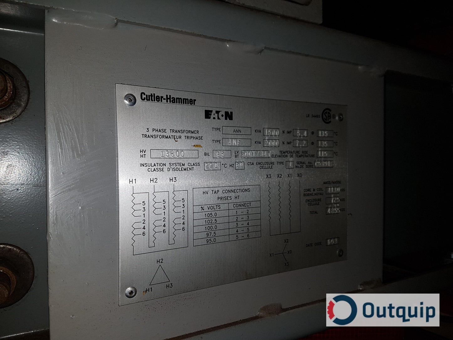 Cutler-Hammer 1500 kVA Transformer