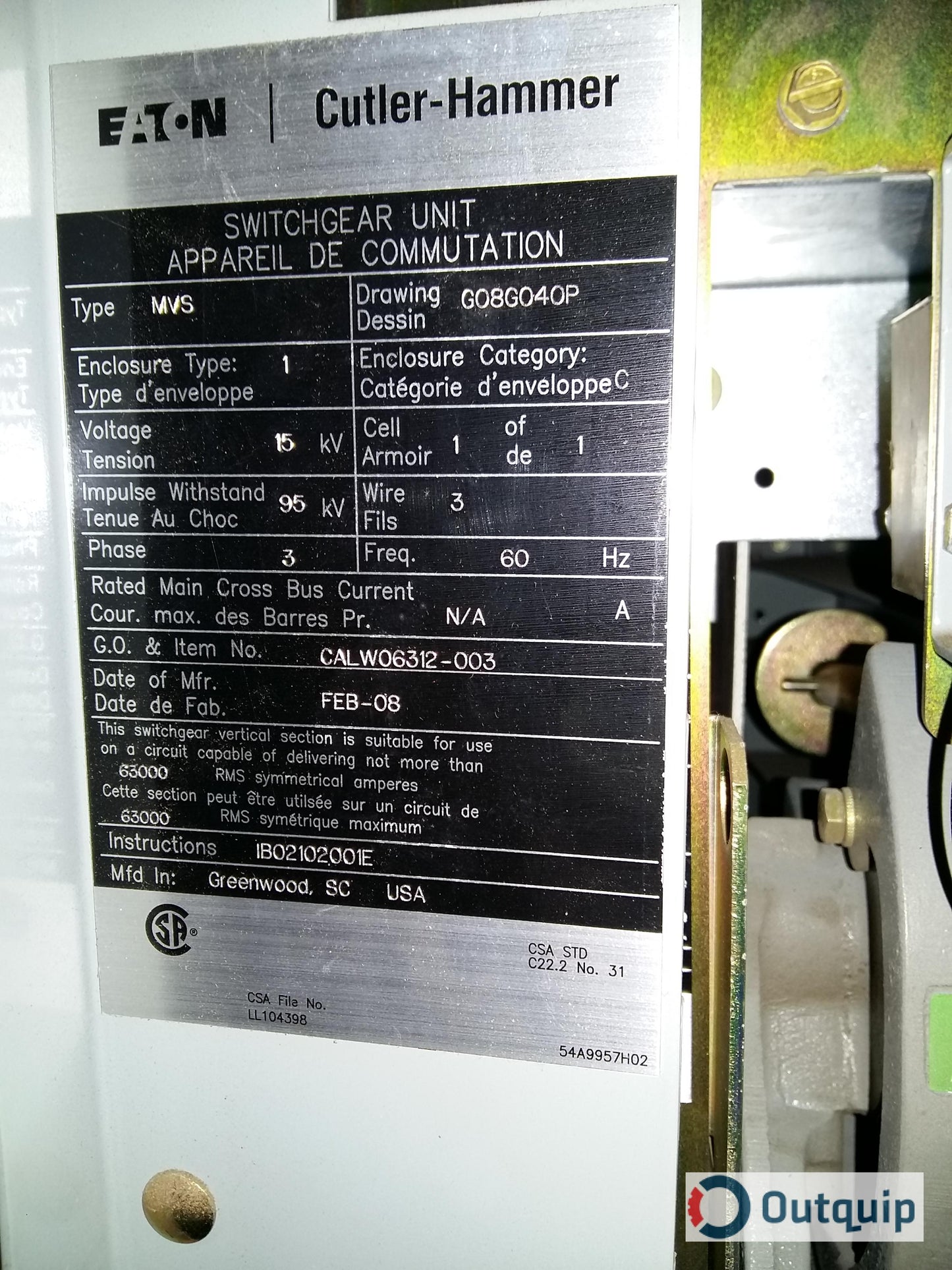 Cutler-Hammer
MVS Metal Enclosed
Load Interrupter Switchgear