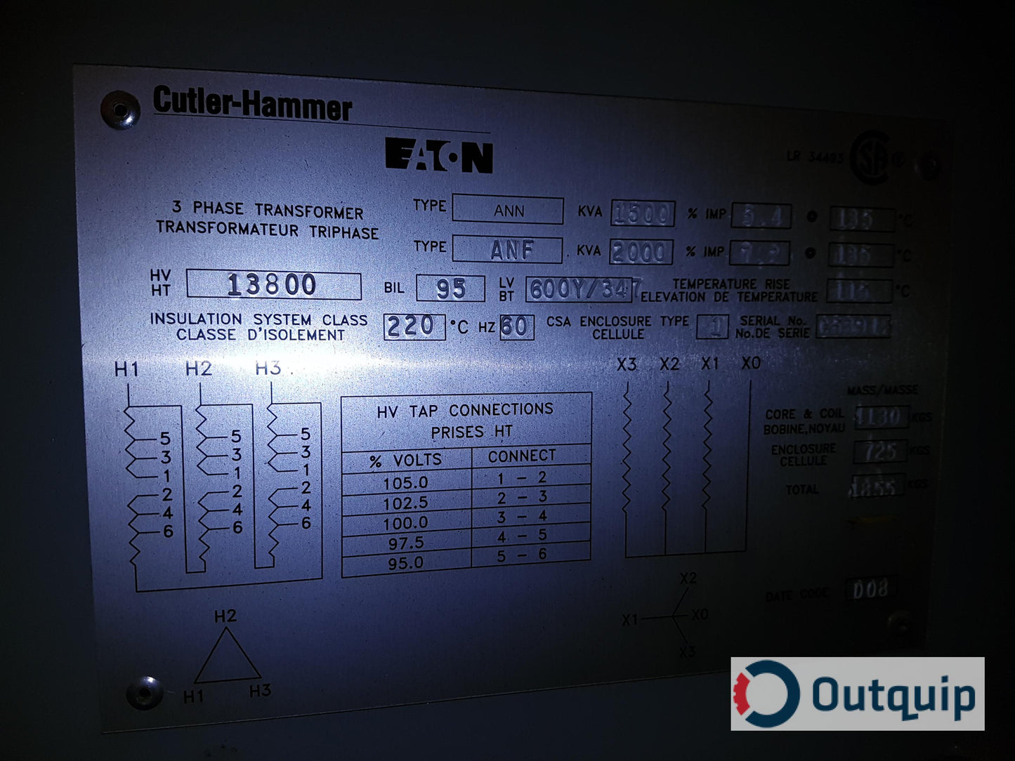 Cutler-Hammer 1500 kVA transformer