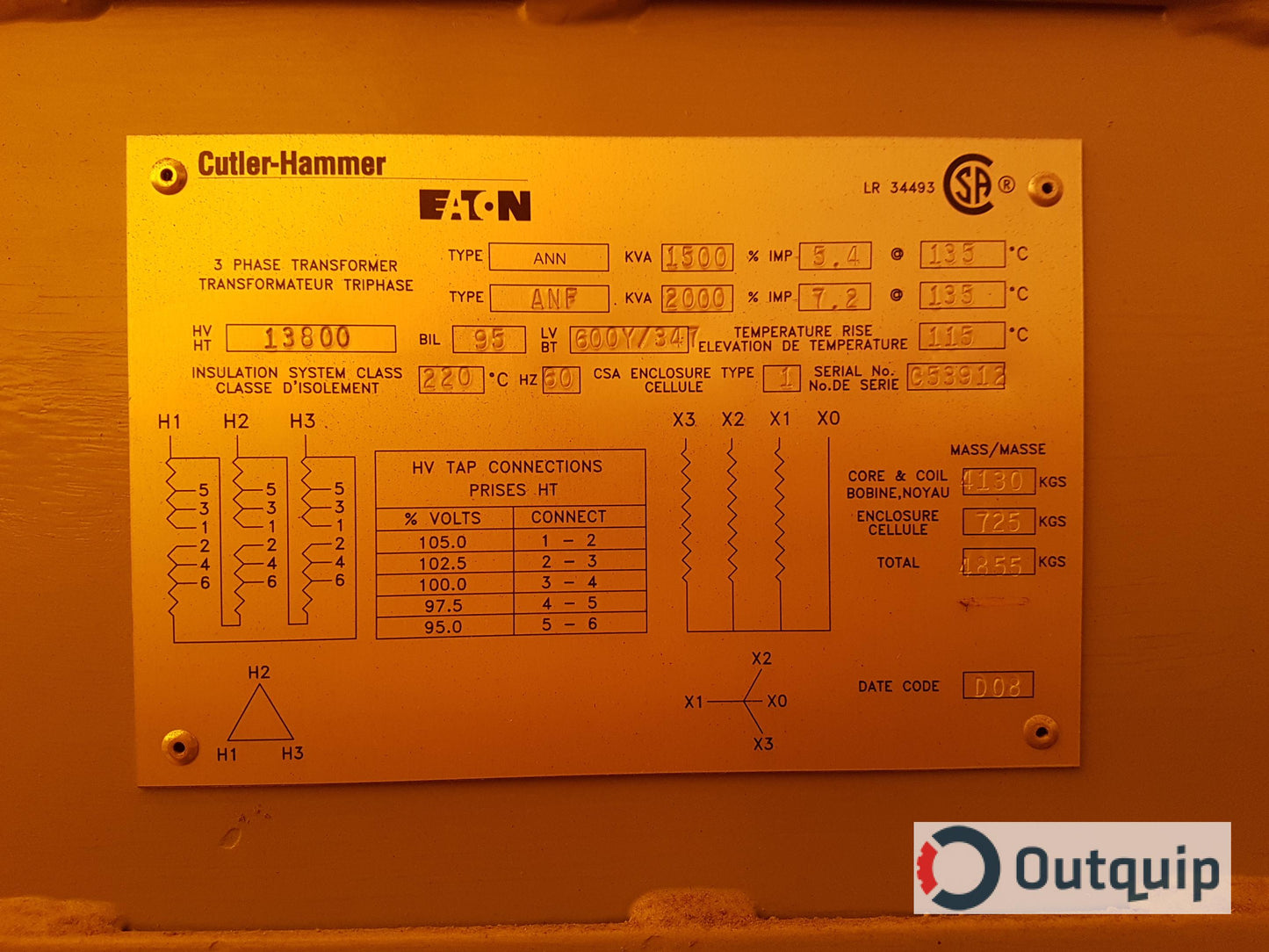 Cutler-Hammer 1500 kVA transformer