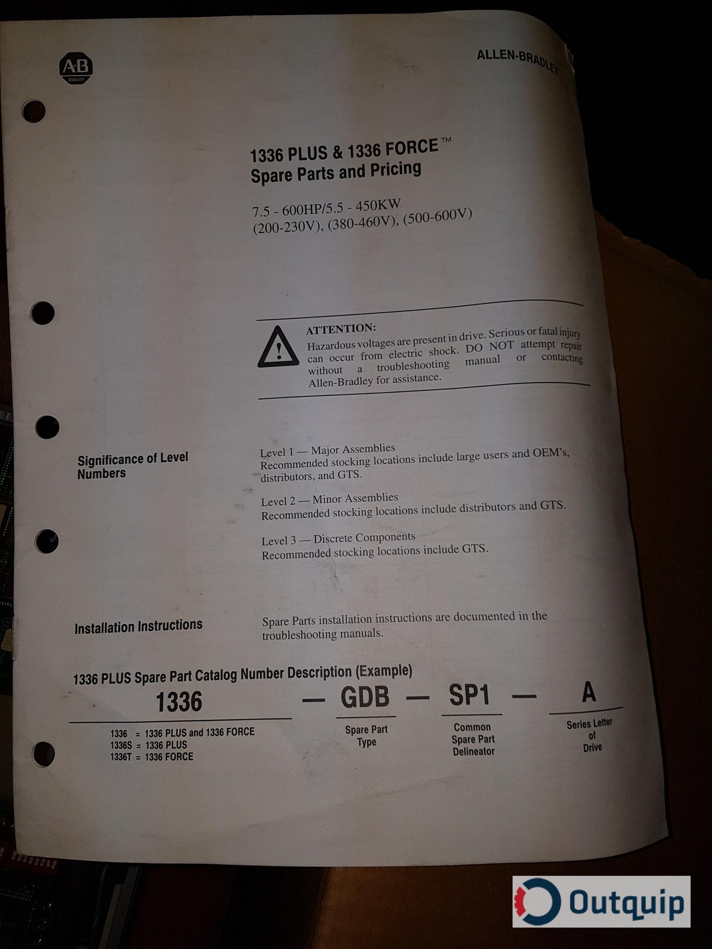 Allen-Bradley 1336T AC DRIVE, 10 HP, 775VDC