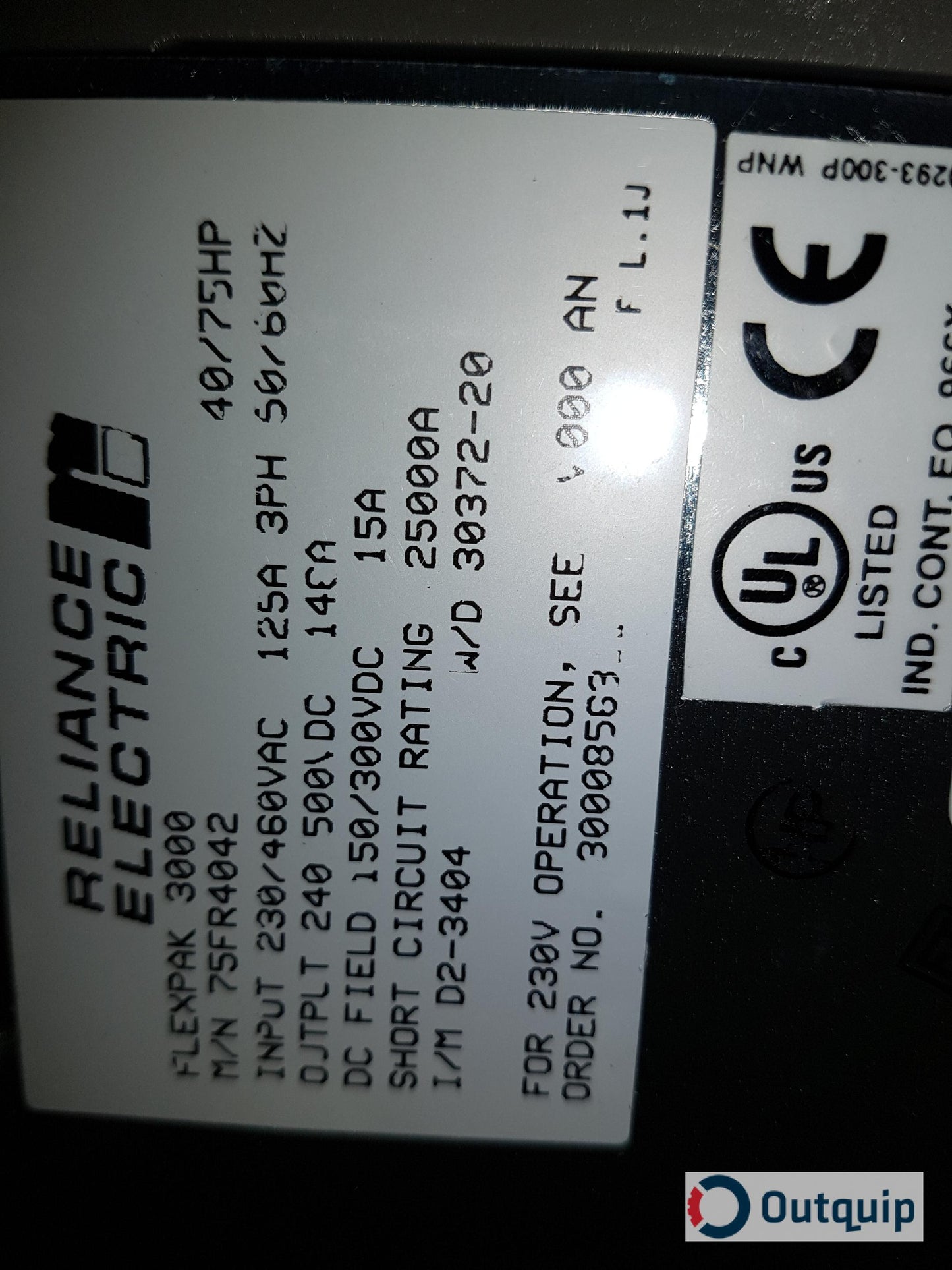 Reliance Electric FlexPak 3000 DC Drive #75FR4042