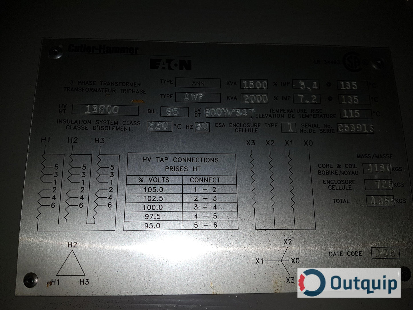 Cutler-Hammer 1500 kVA Transformer