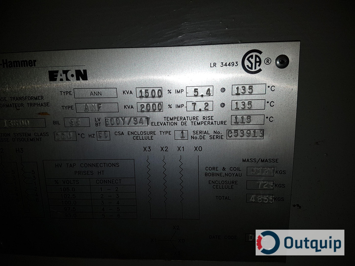 Cutler-Hammer 1500 kVA Transformer