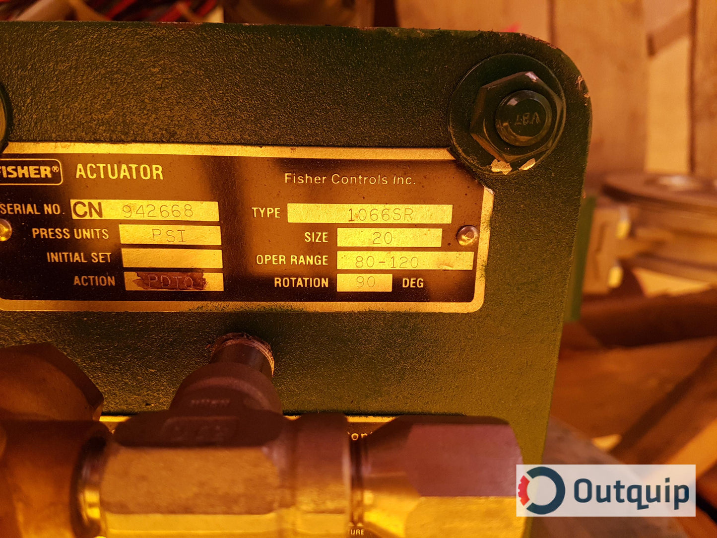 Fisher Actuator:
Type: 1066SR
Size: 20
Fisher Body:
Type: 8550
Size: 4"
Rating: CL150
