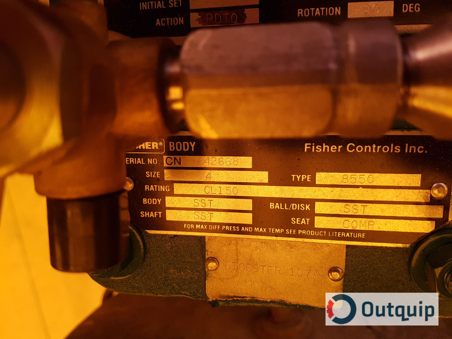 Fisher Actuator:
Type: 1066SR
Size: 20
Fisher Body:
Type: 8550
Size: 4"
Rating: CL150