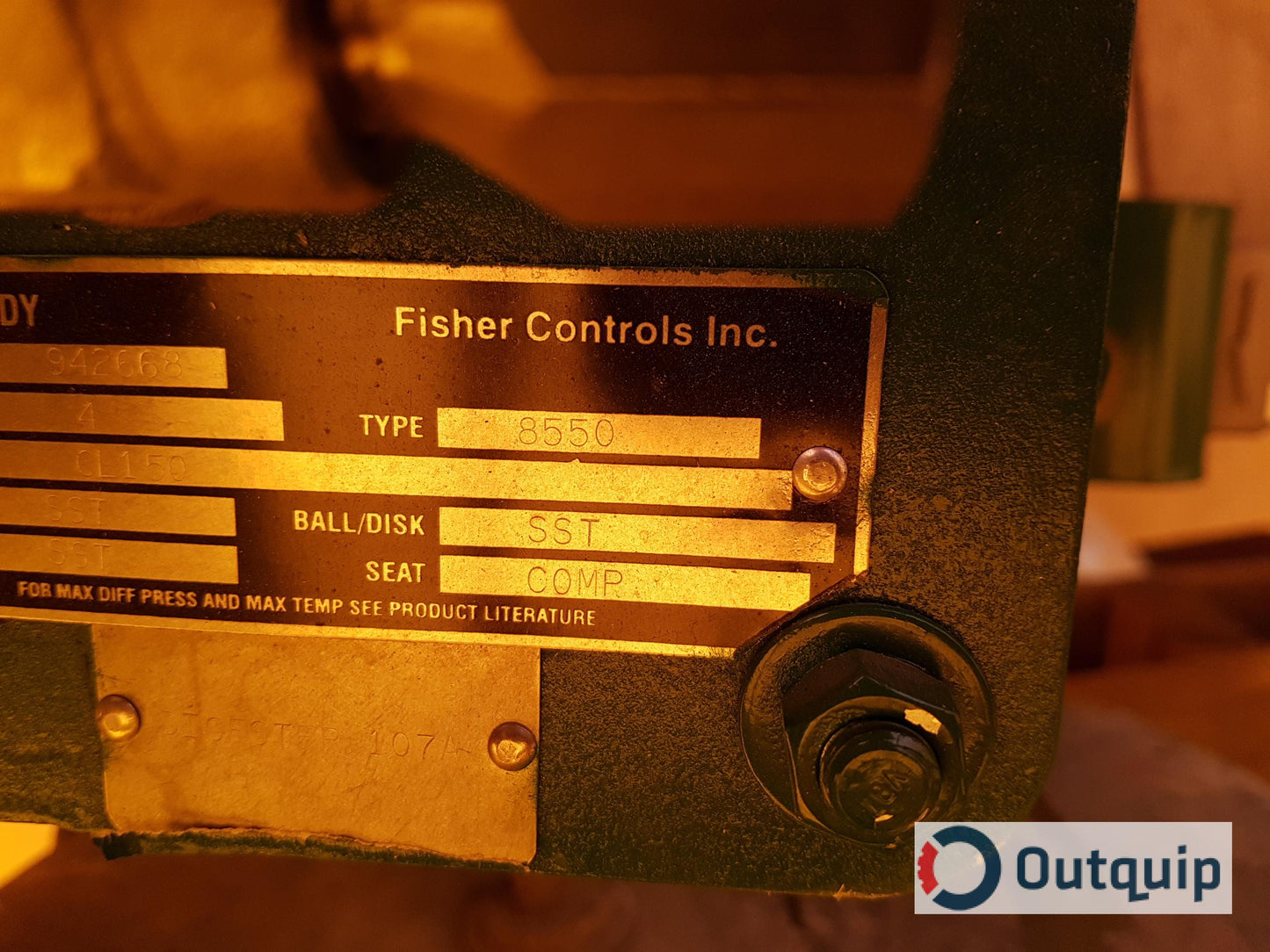 Fisher Actuator:
Type: 1066SR
Size: 20
Fisher Body:
Type: 8550
Size: 4"
Rating: CL150