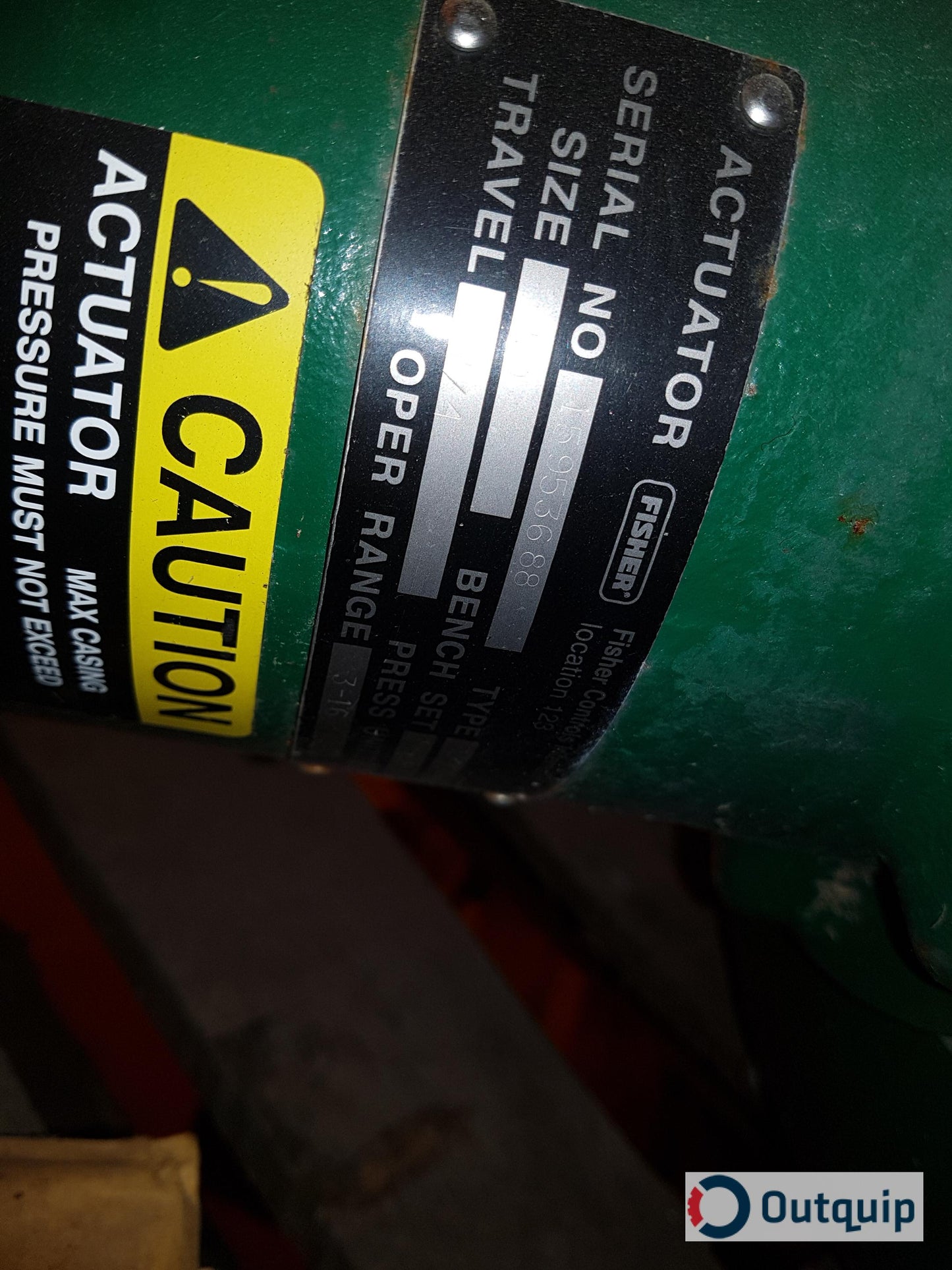 Fisher Actuator:
Type: 667
Size: 50
Travel: 3/4
Fisher Body:
Type: HPS
Size: 2
Rating: CL1500