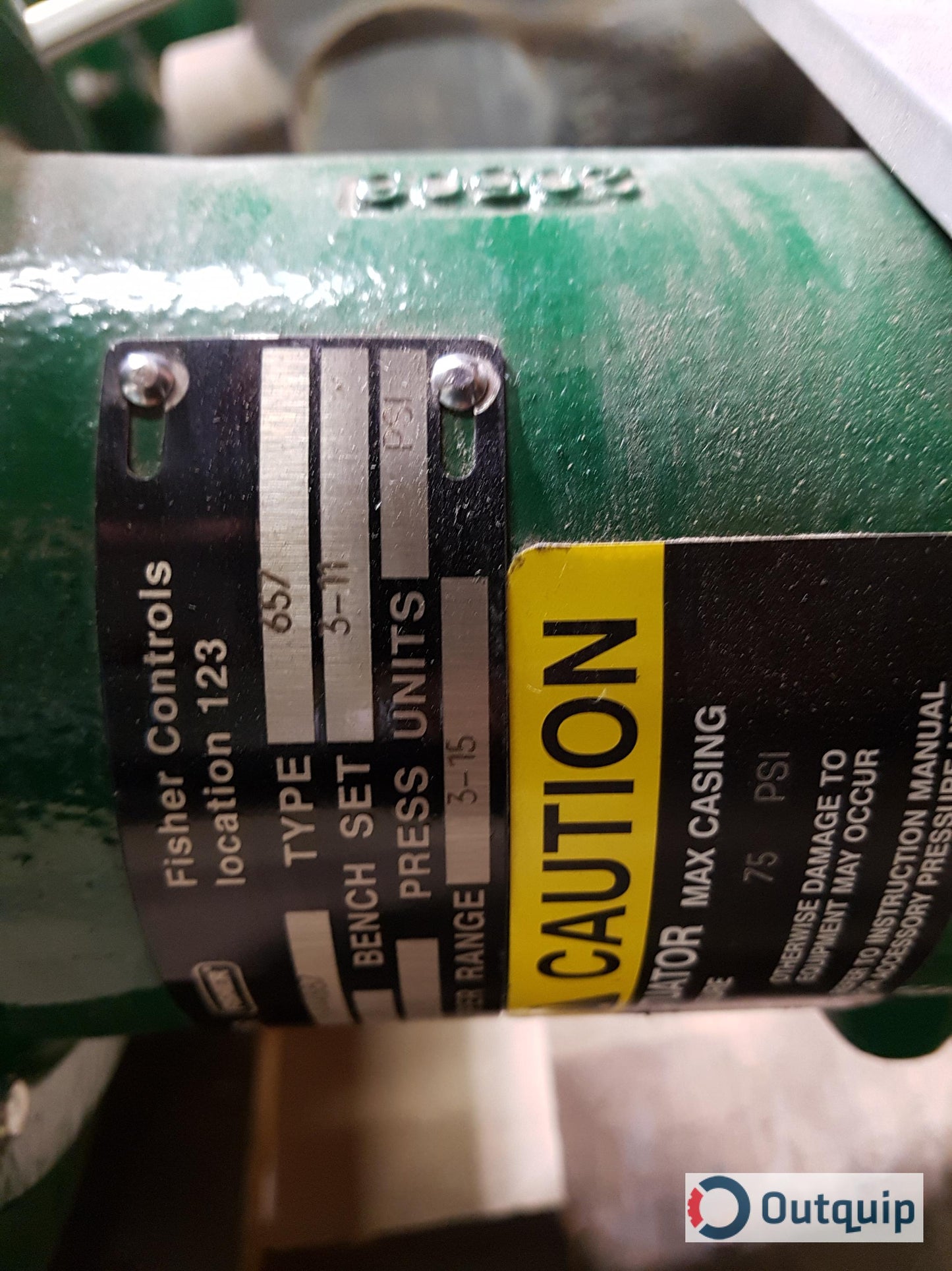 Fisher Actuator:
Type 657
Size: 34
Travel: 3/4
Bench Set: 3-11
Fisher Body:
Size: 1"
Type: ED
Rating: CL600/1500 CWP PSI