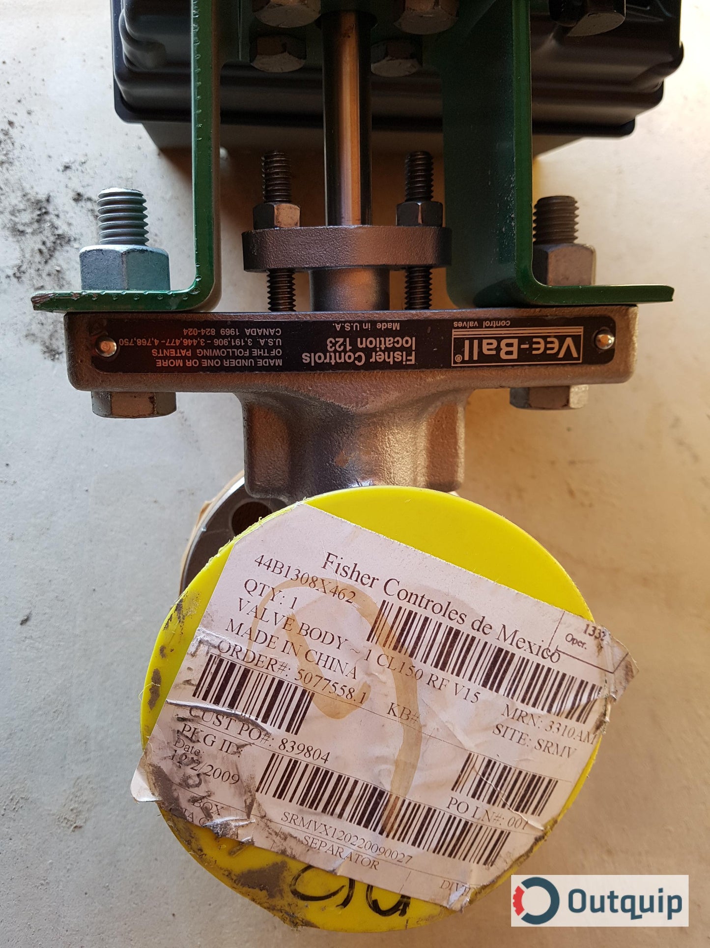 VALVE, BALL FISHER TYPE V150 SIZE 1" 150# ANSI FLANGED 317SS BODY C/W 1052 SPRING