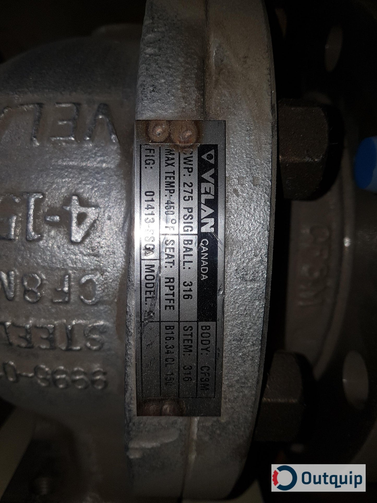 VALVE, VELAN 4" SB150 ELOMATIC 1035-GO-ASCO-67AFR -REPAIRABLE *FOR TRS ODOUR REDUCTION