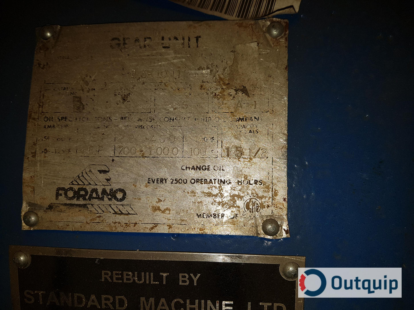 Forano Gear Reducer Size SI-13-11 Ratio: 3.5:1