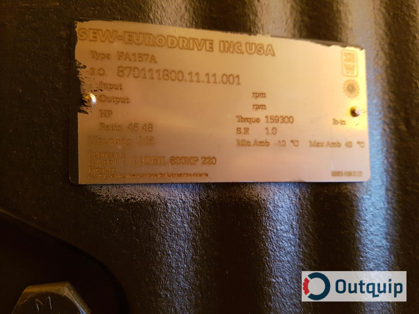 Sew-Eurodrive
RF97/A
Ratio: 14.62:1