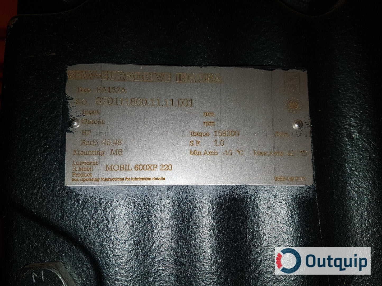 Sew-Eurodrive
RF97/A
Ratio: 14.62:1