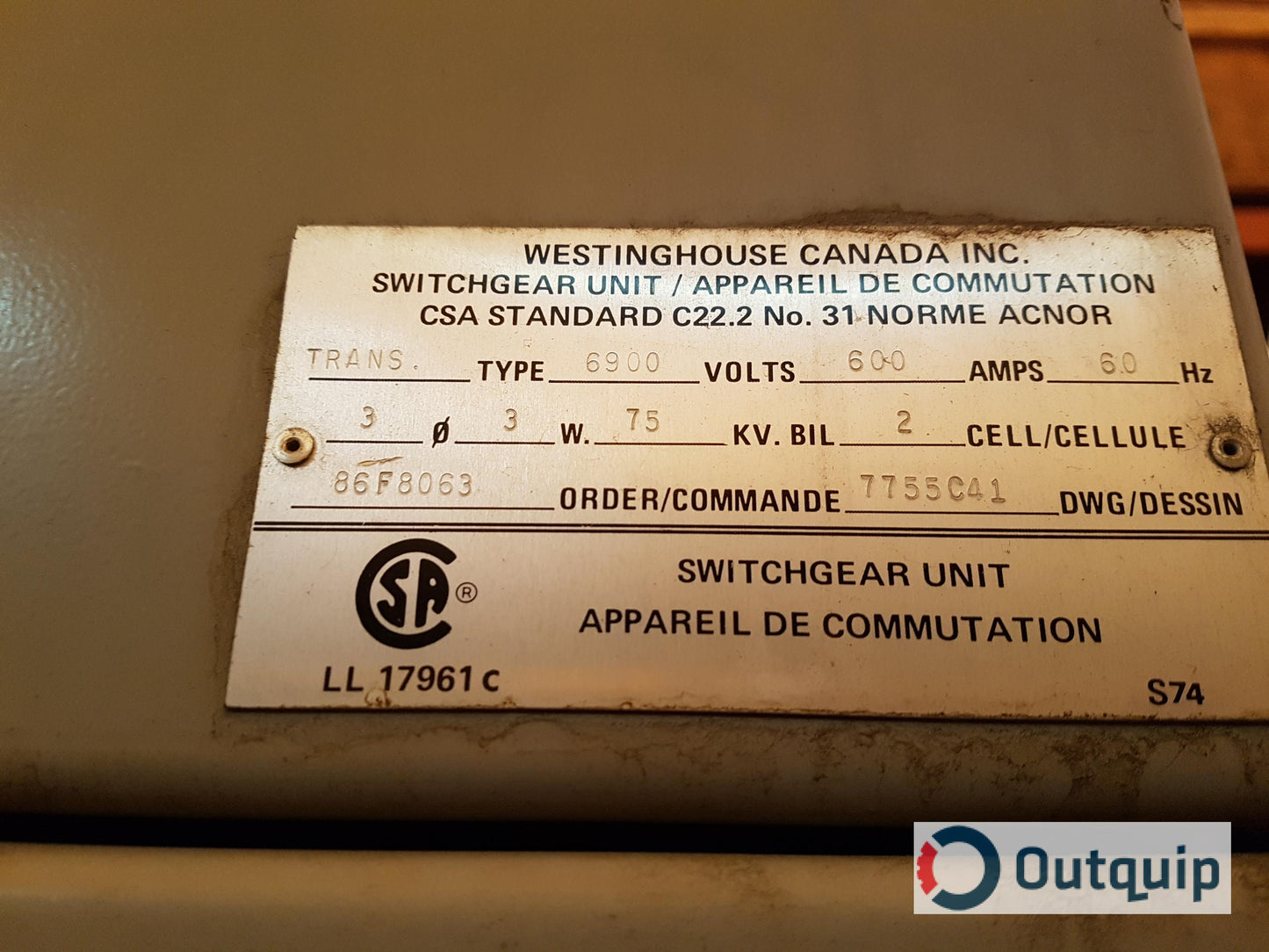 Westinghouse Switchgear Unit