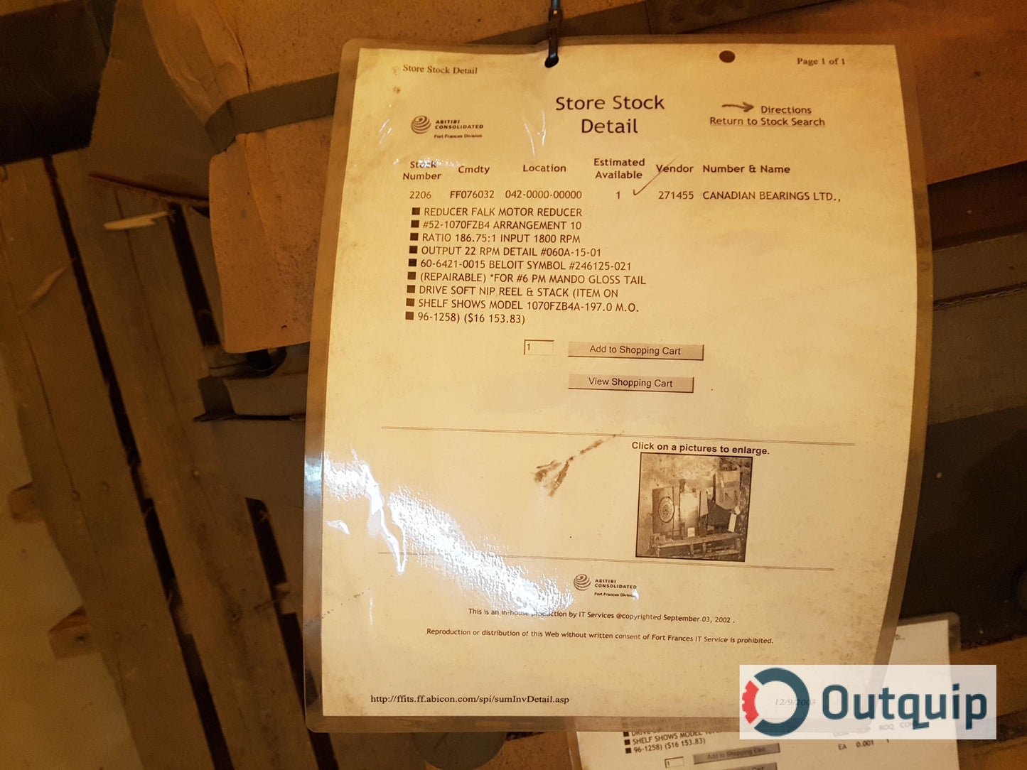Falk - Enclosed Gear Drive
Model: 1070FZB4A Ratio: 197.0