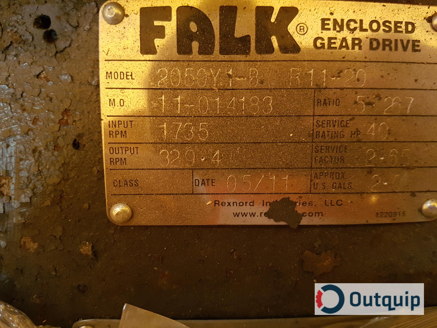 Falk Enclosed Gear Drive Model: 2050Y1-B R11-20 Ratio: 5.267