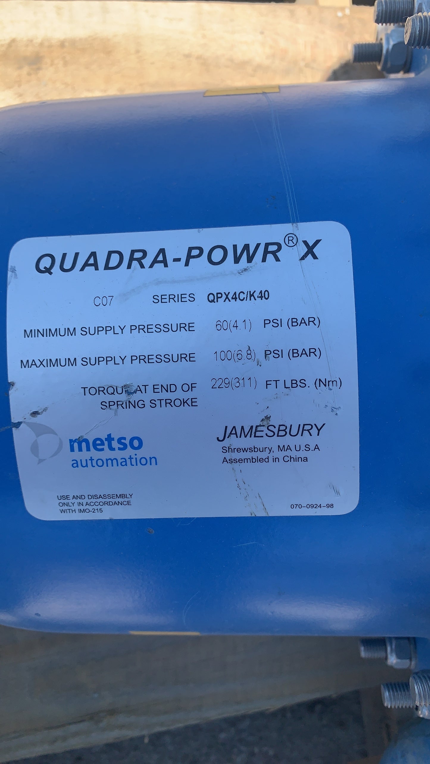 Metso valve LV-34-595 / 6'