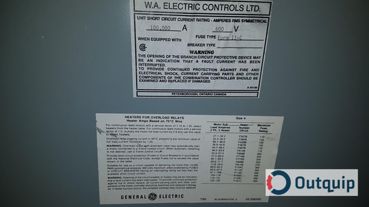 STARTER CGE FUSIBLE DISCONNECT SIZE 4 WITH CONTROL TRANSFORMER C/W 3RD O/L RELAY