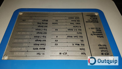 BREAKER,MAIN WESCO 3000 AMP, 150 VCP-W750,15 KV *FOR 13.8 KV VACUUM BREAKERS AREA 630
