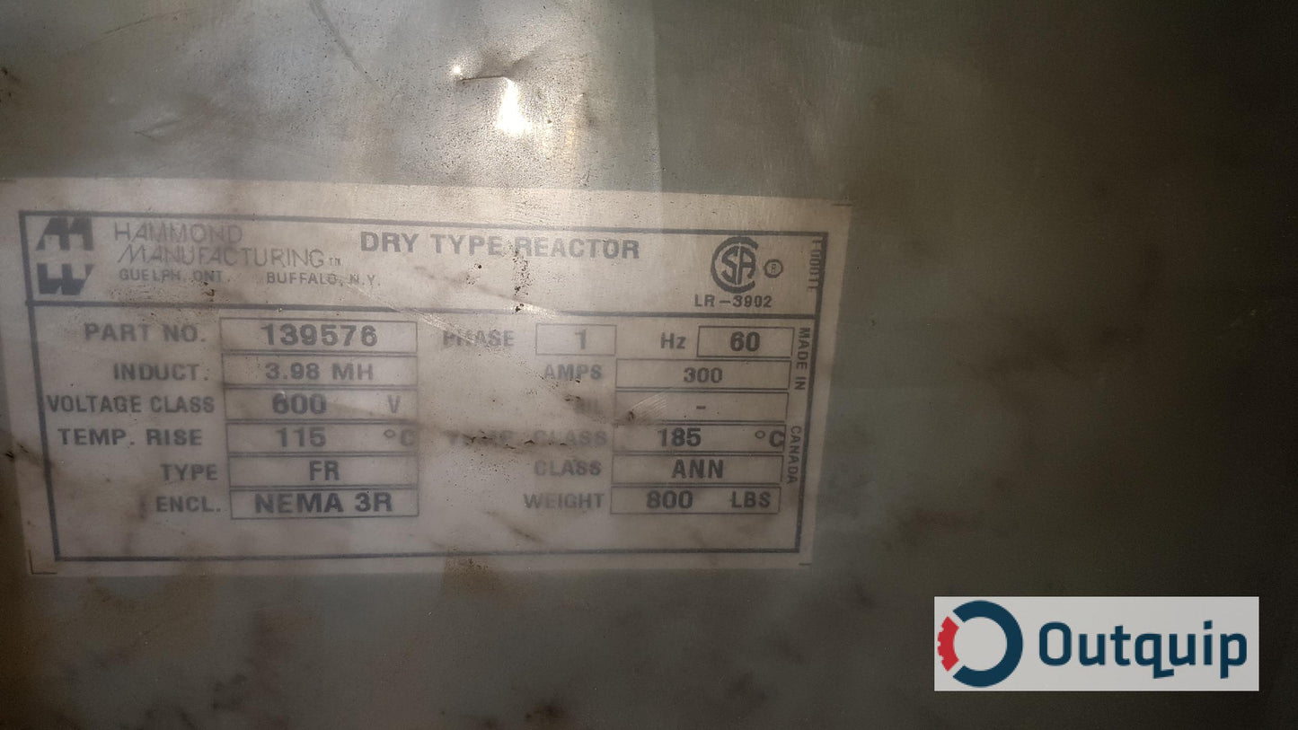 REACTOR,CURRENT LIMITING DUPLICATE OF 139576 SIZED FOR FULL LOAD CLASS: ANN DRY TYPE