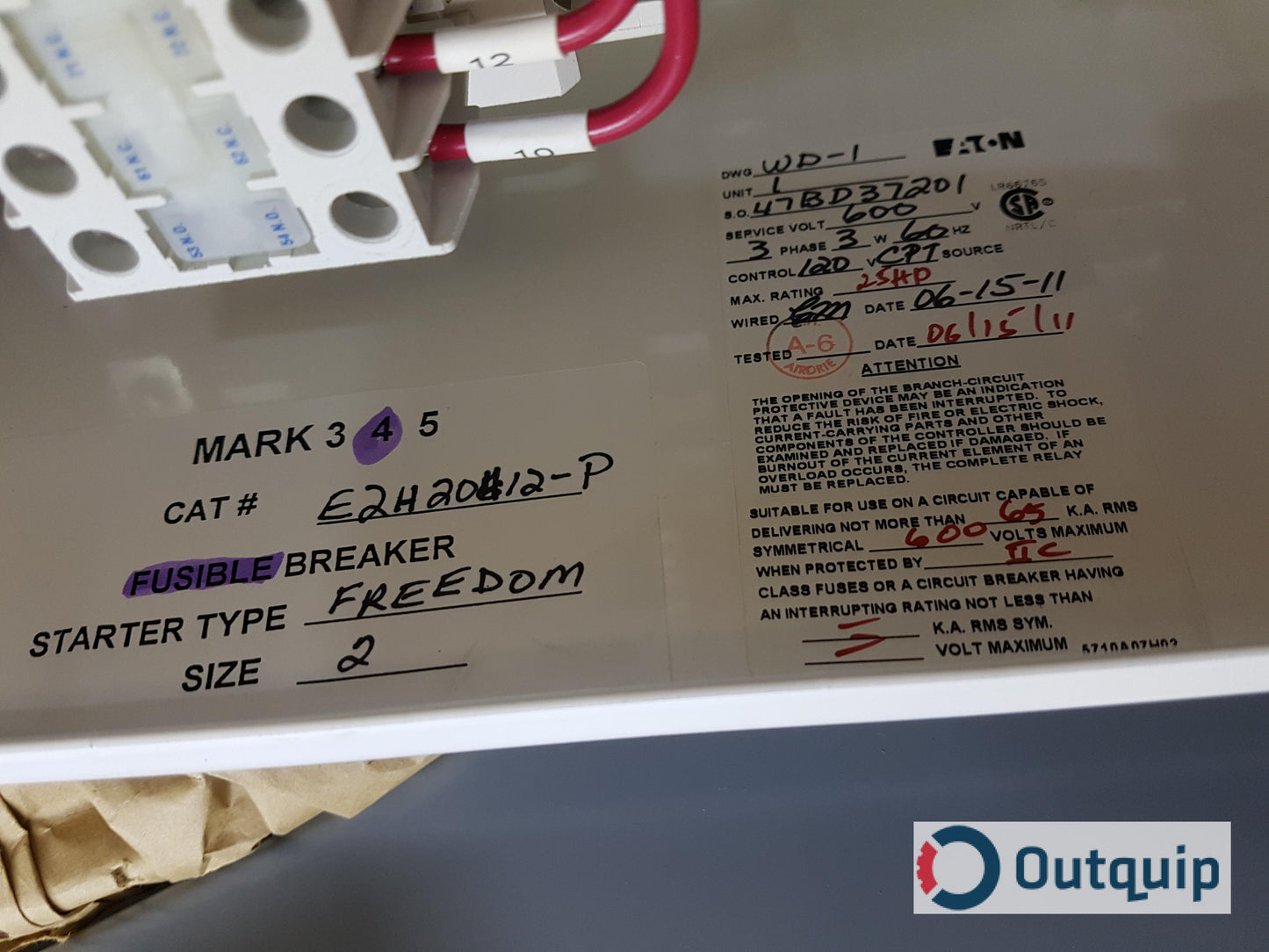 STARTER,SIZE 2 FVNR FUSIBLE CUTLER-HAMMER UNITROLSTARTER,SIZE 2 FVNR FUSIBLE CUTLER-HAMMER UNITROL MARK IV SERIES A-1 PART #MN54G12-IV