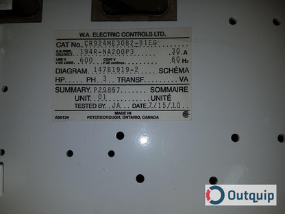 SWITCH, DISCONNECT 30 AMP CGE FOR CR7092C MCC,75 VOLT,3 POLE 600 VOLT,60 HZ C/W FUSE CLIPS