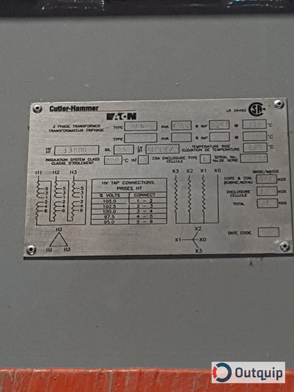Cutler-Hammer 7500 kVA Transformer