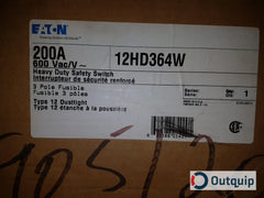 SWITCH, SAFETY FUSIBLE DISCONNECT 200A 3 PHASE 600V EATON #12HD364W