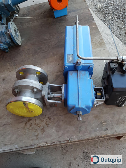 VALVE,BALL 1-1/2&quot; KAMYR ANSI CLASS 300 FLANGES 316SS SPRING TO CLOSE AIR TO OPEN MODEL