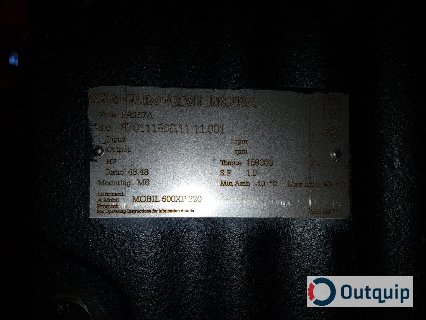 Sew-Eurodrive
RF97/A
Ratio: 14.62:1