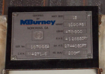 2008 McBurney Design Boiler - 470,000 pounds/hr